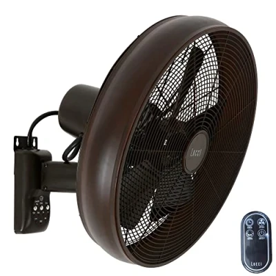 Image of Lucci Air Wall Fan with Remote Control and Timer Diameter 41 cm Steel Body Shovel in ABS Power 50W Bronzo Brunito