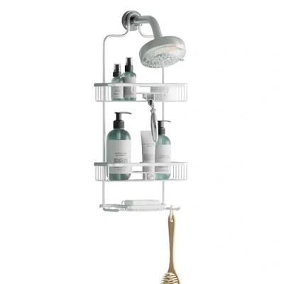 Image of Zenna Home NeverRust Rustproof Handheld Shower Caddy, Aluminum, Satin Chrome, 4 Basket, Hand held Hose Ready