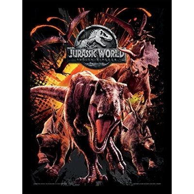 Image of Jurassic Park World Fallen Kingdom (Montage) Framed Print, Multi Coloured, 30 x 40cm