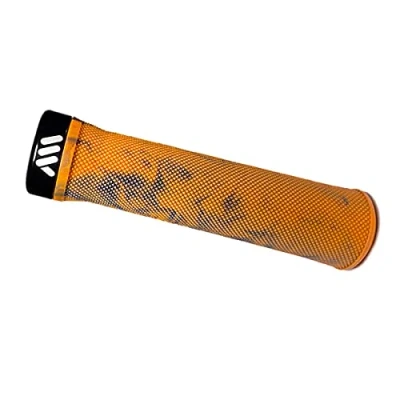 Image of All Mountain Style AMS Berm Grips Lock on tapered diameter, comfortable grips, Orange Camo
