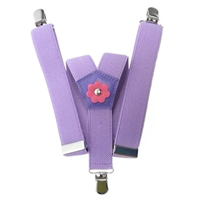 Image of Girls 1 5 Years Elasticated Clip on Braces/Suspenders with Flower Design Lilac