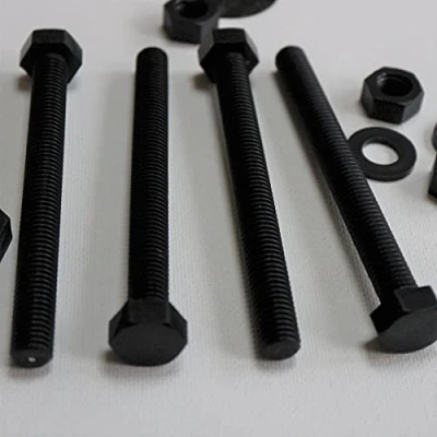 Image of 10x Black Hex Head Screws Polypropylene (PP) Plastic Nuts and Bolts, Washers, M8 x 100mm