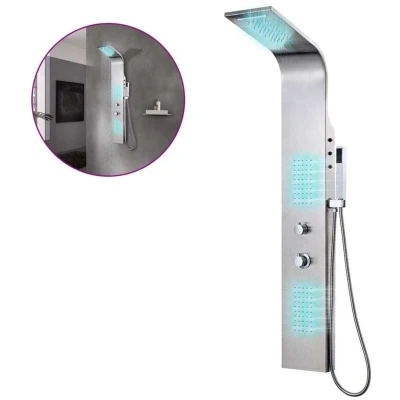Image of vidaXL Shower Panel System Stainless Steel Curved