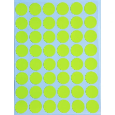 Image of Royal Green Neon Colour Coding Labels 3/4&quot; Round 17mm (1.7cm) Dot Stickers Fluorescent Yellow Sticker 720 Pack
