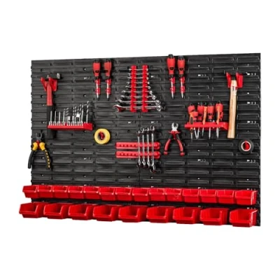 Image of PAFEN Tool Wall with Stacking Boxes 1152 x 780 mm Storage System Shelf for Garage Workshop Holders Perforated Rack Organiser Set 47 Pieces