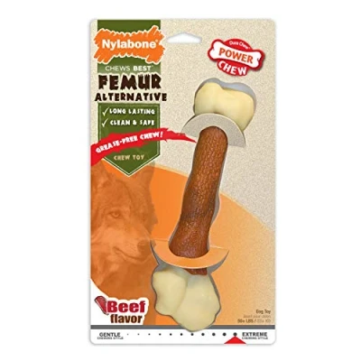 Image of Nylabone Extreme Tough Dog Chew Toy Femur Alternative, Mess Free, Beef Flavour, Medium, for Dogs Upto 16 kg