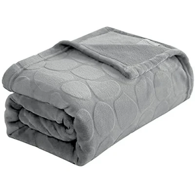 Image of FY FIBER HOUSE Flannel Fleece Throw Blanket Super Soft Lightweight Microfiber with Stone Print for Couch, 150x200cm, Grey