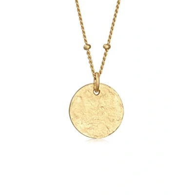 Image of Elli Necklace Ladies Satellite Chain Plate Pendant Hammered in 925 Sterling Silver Gold Plated