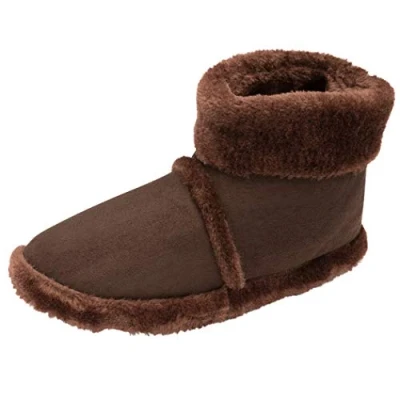 Image of DUNLOP Mens Famous Benjamin Faux Suede Bootee Slippers (7/8 UK, Chocolate)