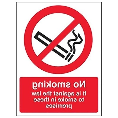 Image of VSafety 57020AN W &quot;No Smoking/Against The Law&quot; Prohibition Sign, Window Sticker, Portrait, 150 mm x 200 mm, Black/Red