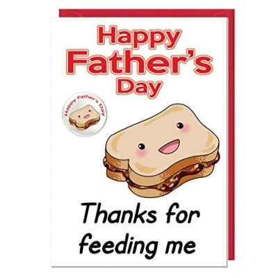 Image of AK Giftshop Funny Humour Joke Father&#039;s Day Sandwich Themed Card And Badge For A Dad or Stepdad Thanks Feeding Me