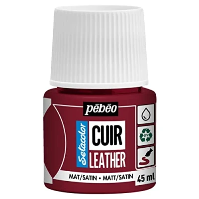 Image of PEBEO Setacolor Leather Acrylic Paint for and Leatherette Customization Bag, Shoe, Sneaker Resistance to scratches, folds, rubbing Matt/Satin finish Deep Red 45 ml