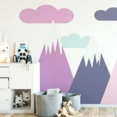 Image of Ambiance Stickers Scandinavian Nordic Mountains Wall Decals, DIY Home Decor, Peel and Stick Removable Stickers, Waterproof Self Adhesive Art H100 x L210 CM
