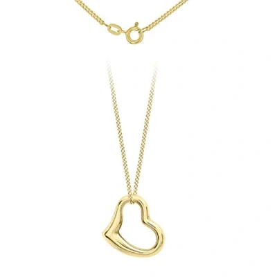 Image of Carissima Gold Women&#039;s 9 ct Yellow 12 x 10 mm Heart Slider Pendant on 0.5 Diamond Cut Curb Chain Necklace of Length 46 cm/18 Inch