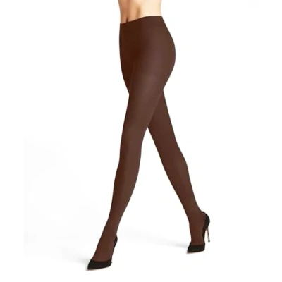 Image of FALKE Women&#039;s Family W TI Sustainable Cotton Plain 1 Pair Tights, Brown (Cinnamon 5186) new eco friendly, S M
