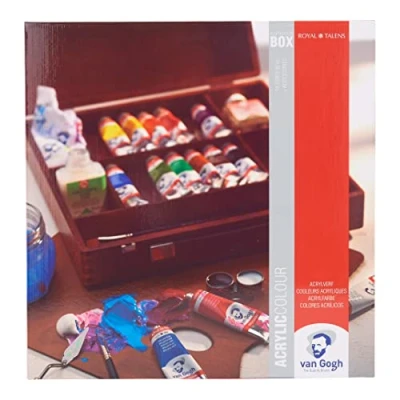 Image of Van Gogh Acrylic colour wooden box Inspiration 14 x 40 ml tubes + accessories
