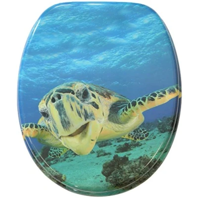 Image of Sanilo Soft Close Toilet Seat, Stable Hinges, Easy to Mount, Wooden Seat Turtle