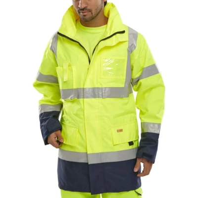 Image of Two Tone Breathable Traffic Jacket Saturn Yellow / Navy 5XL