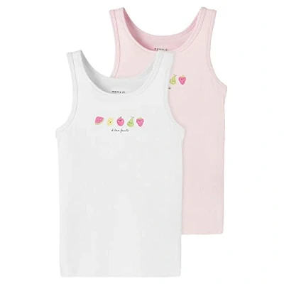 Image of NAME IT Girl&#039;s Nkftank Top 2P Fruits Noos Undershirt, Pink Lady, 4 Years
