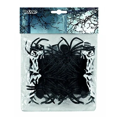 Image of Boland 10101836 Set of 12 Fake Spiders (8 cm), Black, Taglia Unica