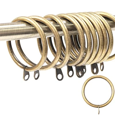 Image of 20x Large Curtain Rings Antique Brass 42mm Inner Diameter