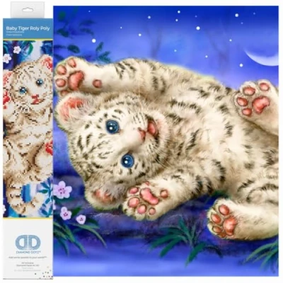 Image of DIAMOND DOTZ Painting, Beginner Kit, Baby Tiger Roly Poly, 35.5X 27.9cm