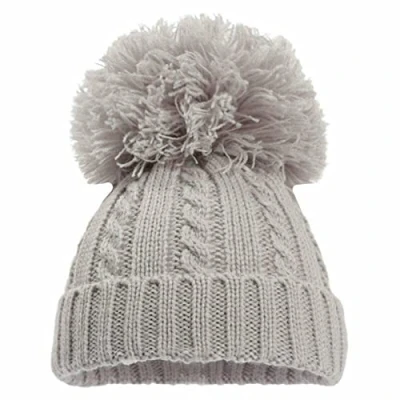 Image of Mini Mart Online Limited Baby Knitted Cable Single Pom Bobble Boy Girl Cap Hat Bonnet Nb 6 Months Grey, One Size
