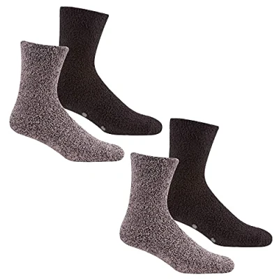 Image of Mens 4 Pairs Packs Cosy Socks Soft Fleece Non Slip Thermal Lounge Slipper Gripper 6 11 Bed New (Black, UK 11)