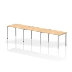 Image of Impulse Bench Single Row 3 Person 1200 Silver Frame Desk Maple