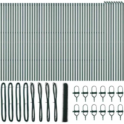 Image of vidaXL Hexagon Fence Green 1x100 m Steel