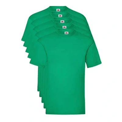 Image of FRUIT OF THE LOOM Men&#039;s Valueweight 5 Pack T Shirt, Green (Kelly 47), L UK