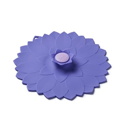 Image of Zeal Reusable Flower Design Cooking and Storage Airtight Seal Lid, Silicone, Purple, 15 x 2.5 cm