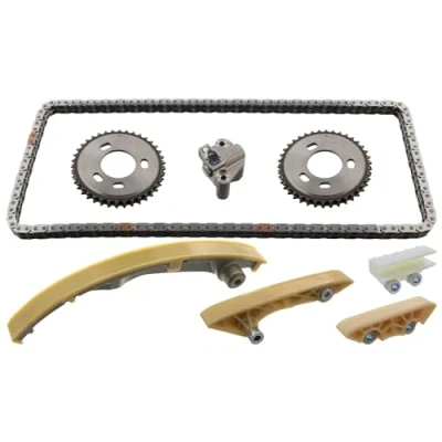 Image of 1099874, 1099874S3 Timing chain Kit FEBI BILSTEIN 170970 with slide rails, tensioner Duplex, Closed FORD: MONDEO 3