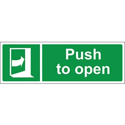 Image of Push to open door Safety sign 1.2mm Rigid plastic 300mm x 100mm