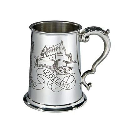 Image of Wentworth Pewter 1 Pint Scotland Tankard, Beer Mug