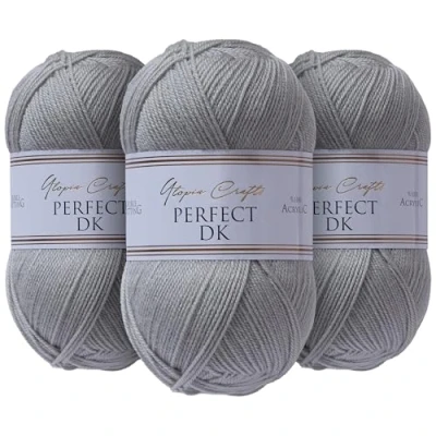 Image of Utopia Crafts DK Double Knitting Yarn 3X 100g (Grey)
