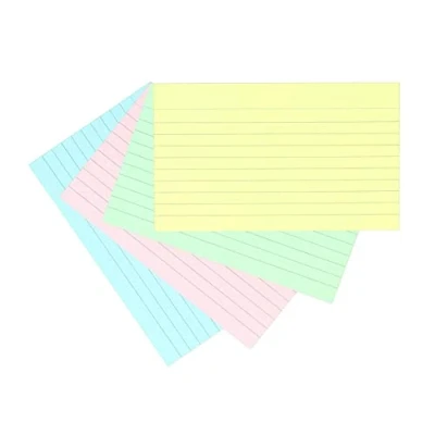 Image of Silvine 5x3&quot; Multi Coloured Record Cards Lined with Headline,(127 x 76mm) PACK/100 +(Pen Free)