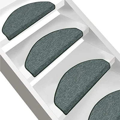 Image of FLODI. Carpet Stair Treads Non Slip, London, Set of 15 Pieces, Step Mats Self Adhesive Staircase Runner Pads (Green, Rectangular 23 x 65 cm)