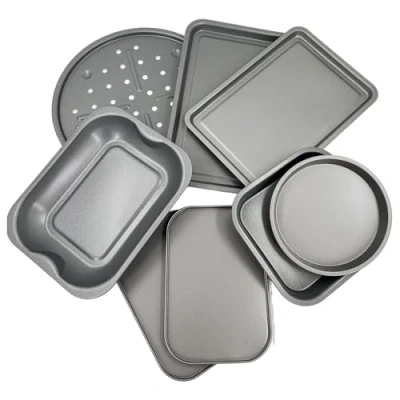 Image of Chabrias Ltd Premium 8 Piece Non Stick Bakeware Set Airfryer Safe Dishwasher Safe, BPA and PFOA Free Ideal for Baking, Roasting, Grilling UK Made Great Students Gift