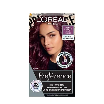 Image of L&#039;Oréal Paris Permanent Hair Colour, Long Lasting Shine and Intense For up to 8 Weeks, Preference Vivids (Colorista), Dark Purple 4.26, x1 pack