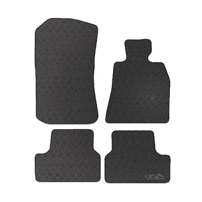 Image of Carsio Rubber Car Mats For BMW i4 2021+ Onwards Tailored Fit Floor Mat Set Complete Accessory Black Custom Fitted All Weather &amp; Heavy Duty, Anti Slip Backing with Clips