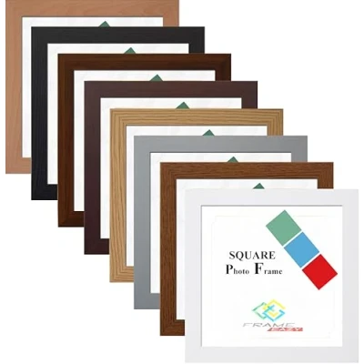 Image of Frame EAZY 9&quot;x9&quot; Square Photo Oak Picture Poster Frames With Safe Perspex Front &amp; Wall Mounting Hooks Oak, 9x9 Inch (22.8 x 22.8cm)