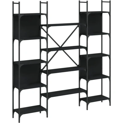 Image of vidaXL Bookshelf Black 155.5x24x166.5 cm Engineered Wood