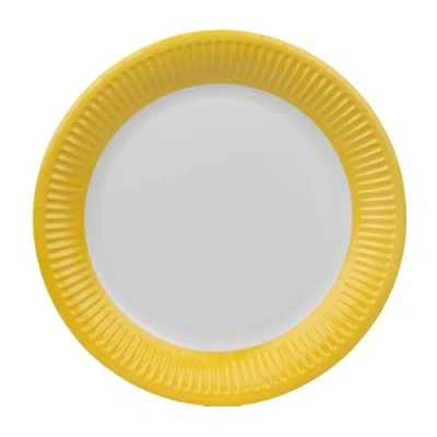 Image of Talking Tables 8 x Yellow Paper Party Plates for Birthday, Solid Colour Disposable Round Dishes, BBQs,Picnic, Kids Baby Shower 23cm 9inch
