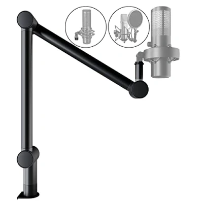 Image of DOCKIN® Premium Microphone Arm 360 rotatable 3/8 &#039;&#039; 5/8 adapter, cable management for condenser microphones up to 2KG, HyperX QuadCast, Rode