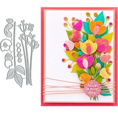 Image of Flower Leaves Frame Metal Die Cuts Dies Stencil, Cutting Cut Stencils DIY Scrapbooking Cards Photo Album Craft Decorative Embossing Paper for Card Making