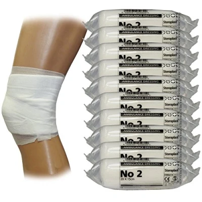 Image of Steroplast Emergency First Aid Medical Heavy Bleeding Ambulance Sterile Dressings Bandage, No2 (15cm x 12cm, 10 Pack)