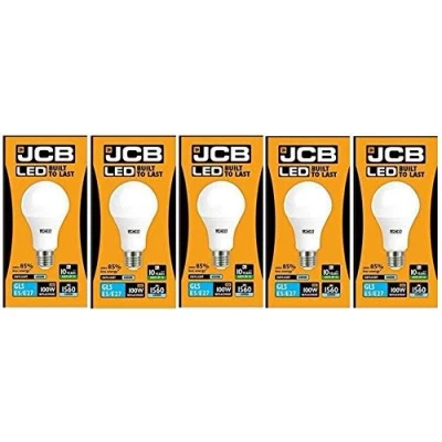 Image of Pack of 5 JCB LED GLS Opal (Frosted) Household Light Bulb Edison Screw (15w (Daylight))
