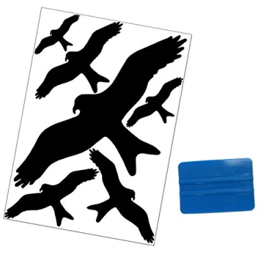 Image of Folius Bird Sticker Against Strike, Protection &amp; Window Protection, 6 Deterrent Stickers + 3M Squeegee