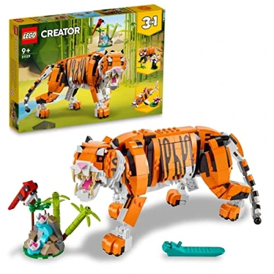 Image of LEGO 31129 Creator 3 in 1 Majestic Tiger to Panda or Koi Fish Set, Animal Figures, Collectible Building Toy, Gifts for Kids, Boys &amp; Girls 9 Plus Years Old